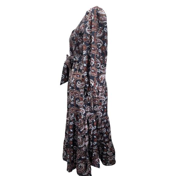 Cleobella Carly Ankle Dress Smocked Bodice Midi Medium Folksy Cottage Spring - Picture 5 of 8